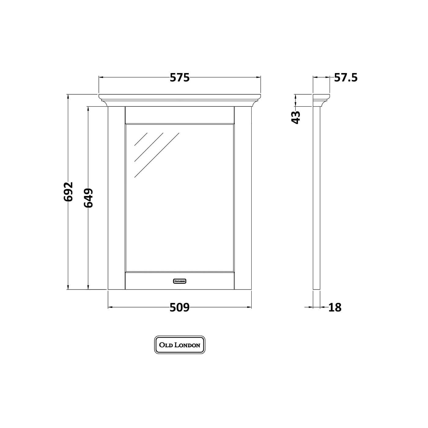 Woodgrain Non Illuminated Mirror Cabinet - 600mm x 694mm