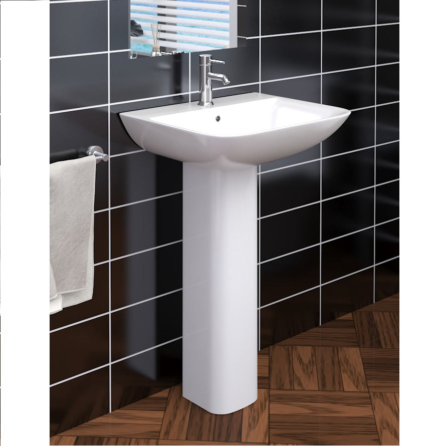 Venice Basin with Pedestal - 1 TH - White