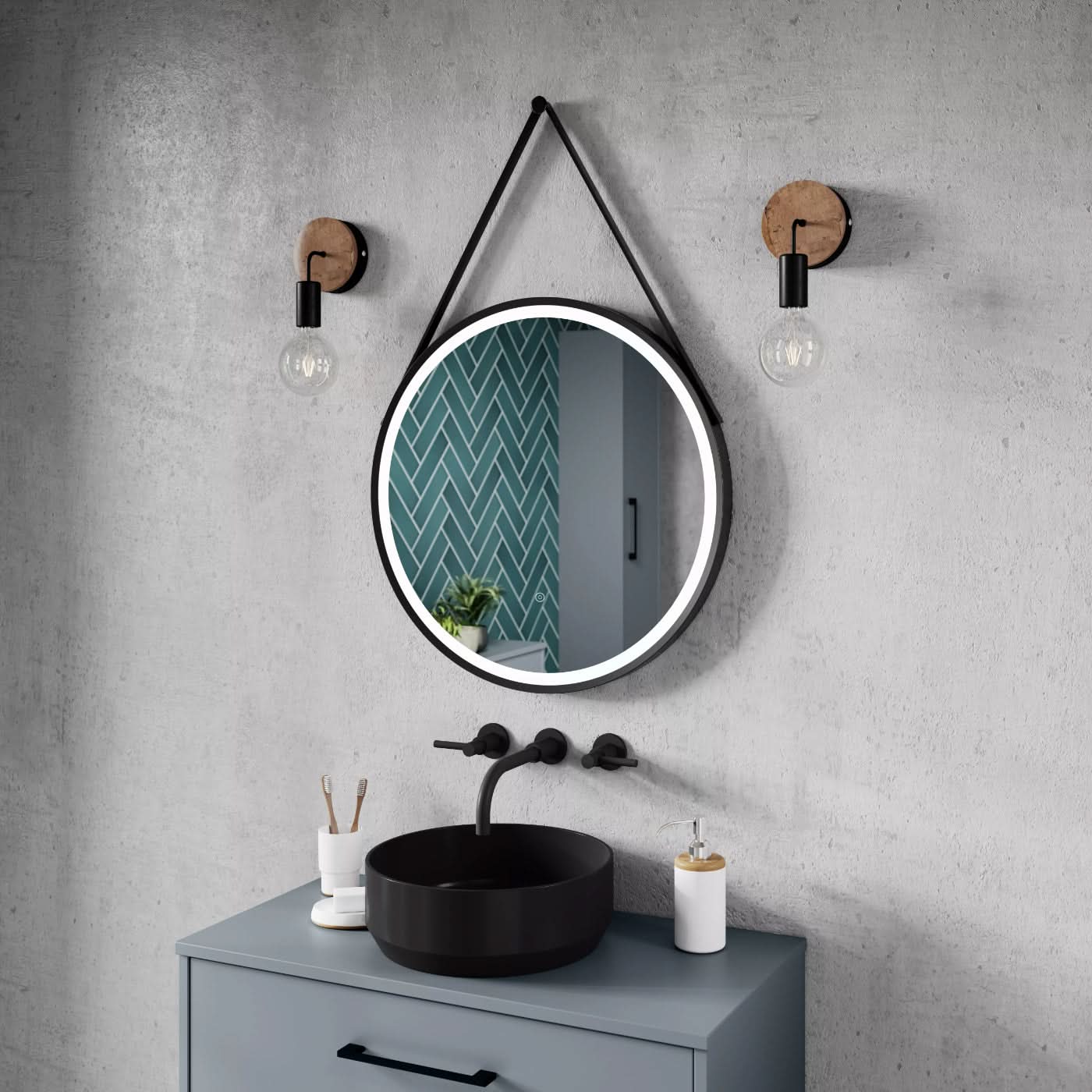 Aria Round Touch Sensor Framed Illuminated Mirror