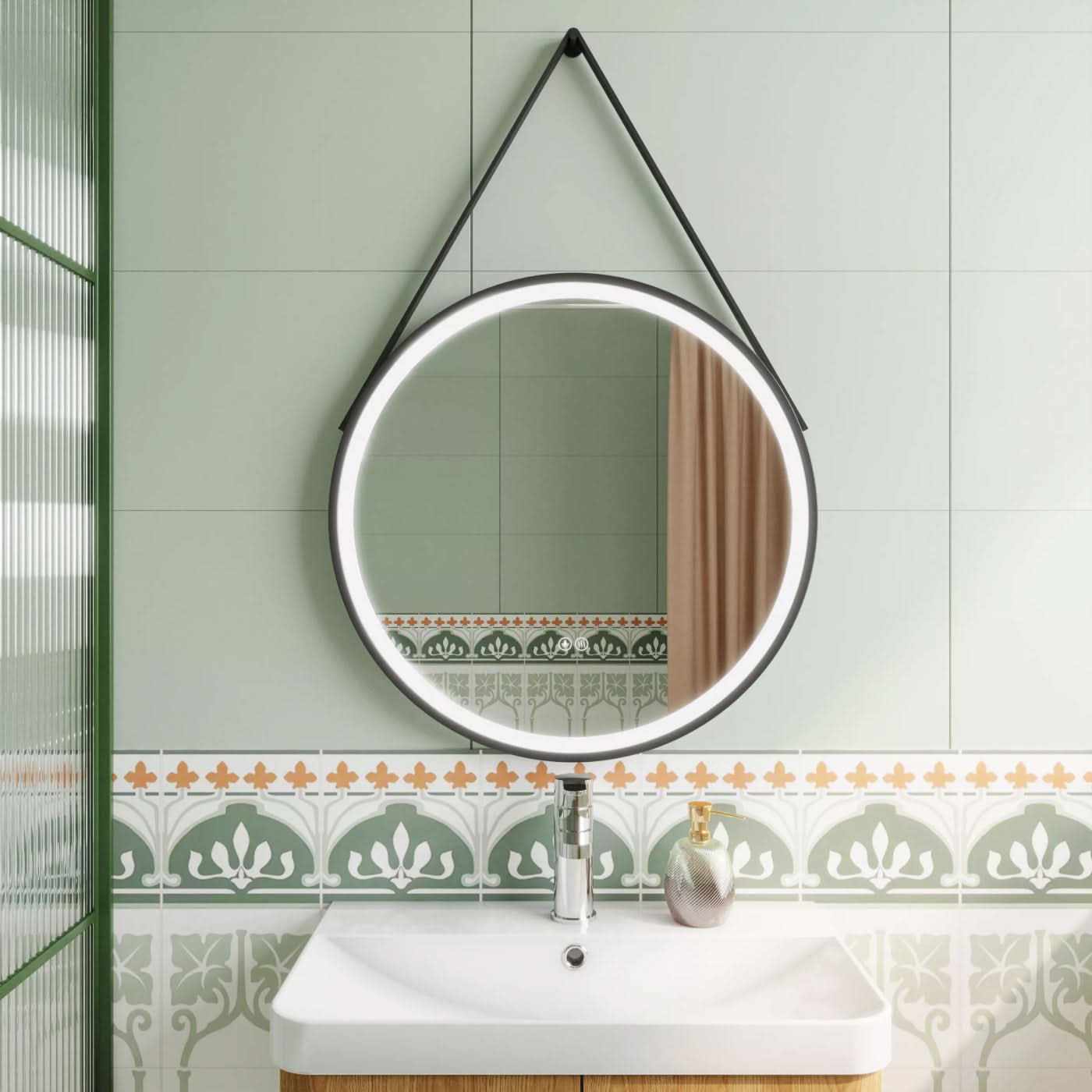 Aria Round Touch Sensor Framed Illuminated Mirror