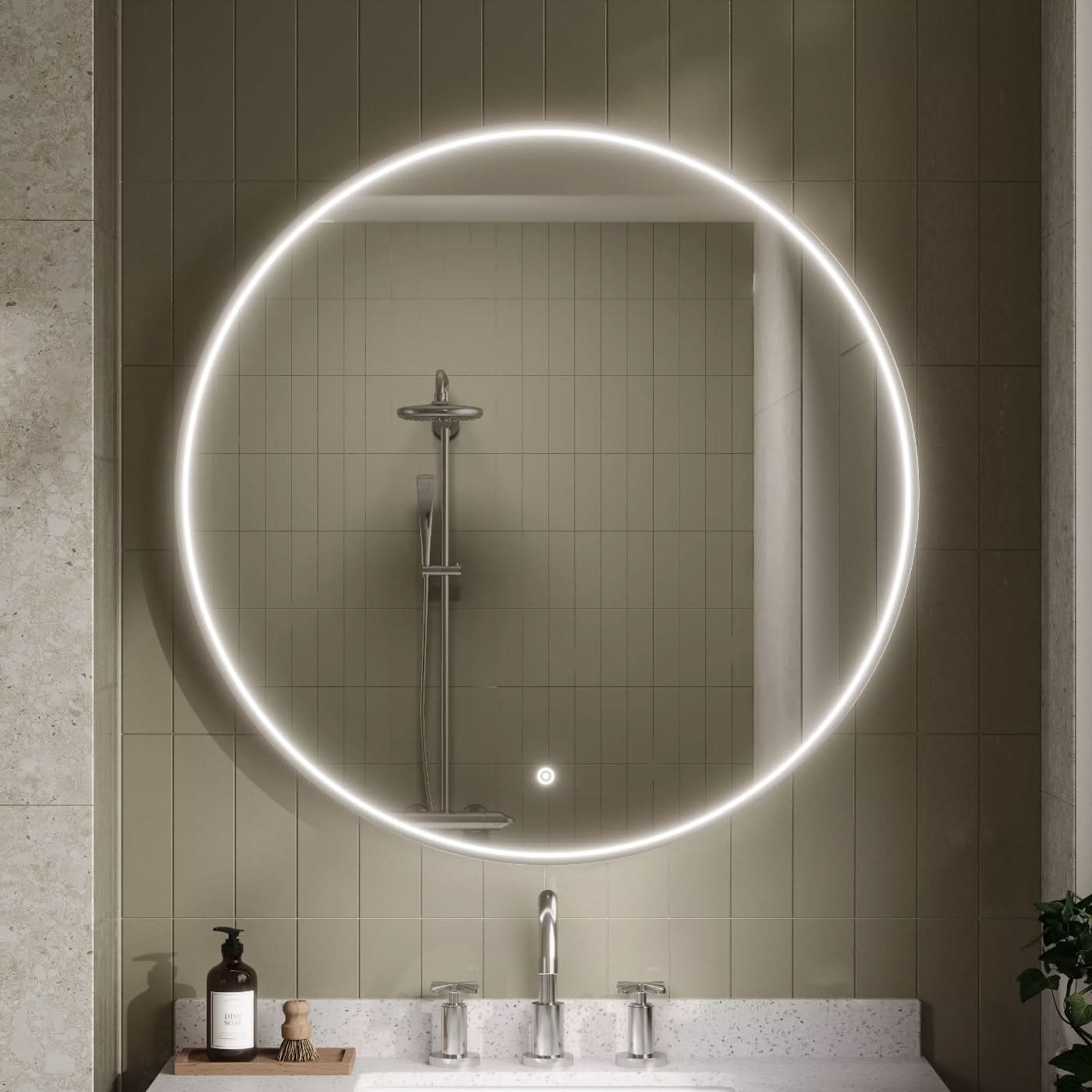 Vertex Inset Frame Round Illuminated Mirror