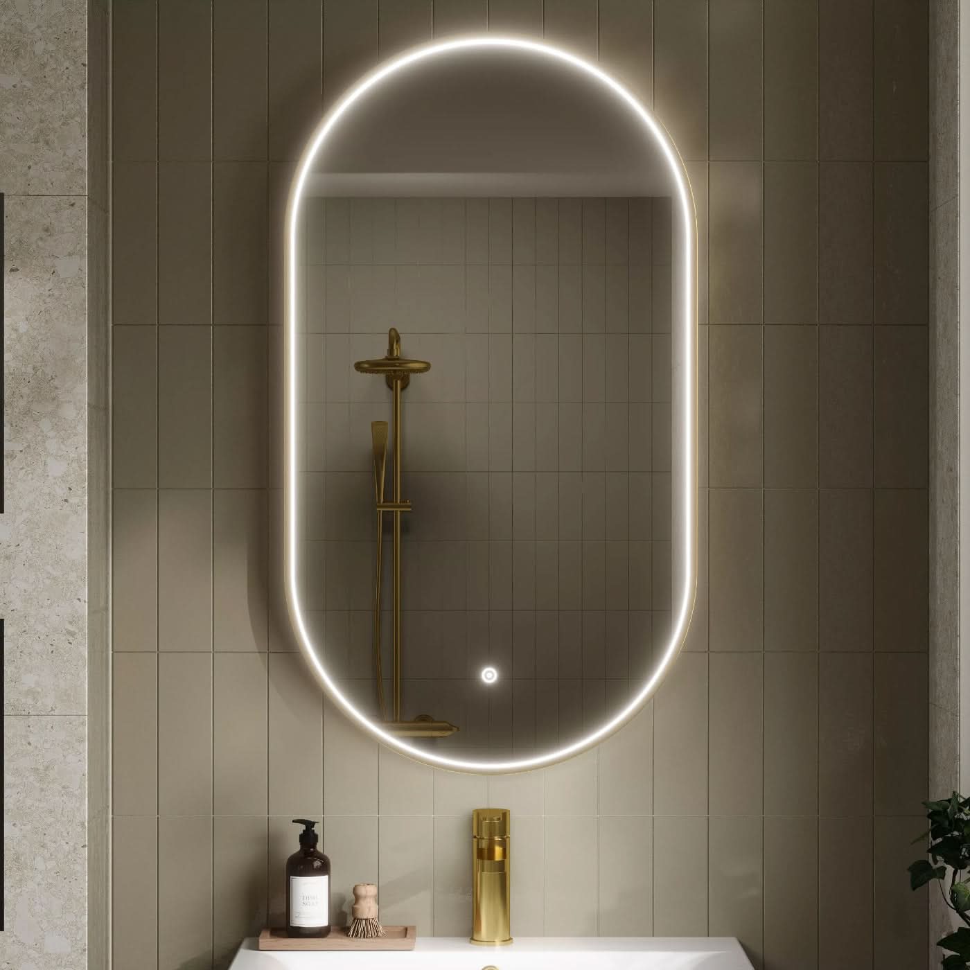 Slate Inset Frame Illuminated Mirror - 800mm x 500mm