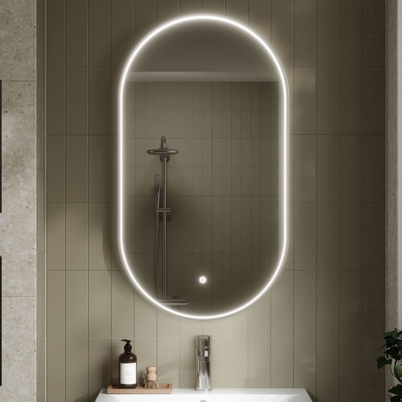 Slate Inset Frame Illuminated Mirror - 800mm x 500mm
