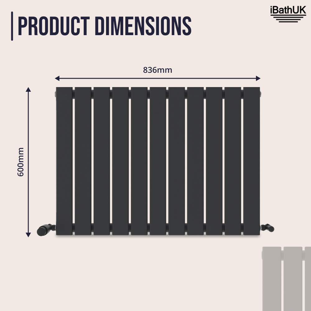 iBathUK Apex Horizontal Single Panel Slim Radiator, Designer Heating Radiators