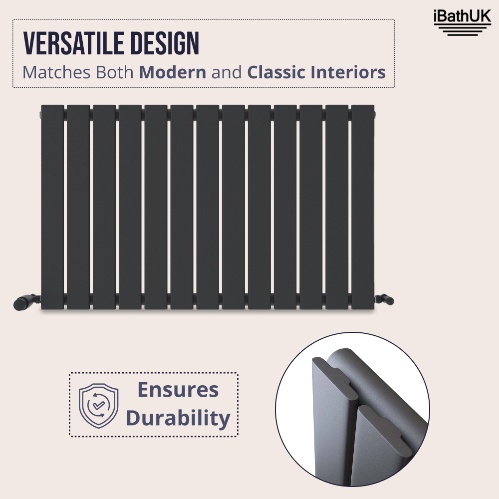 iBathUK Apex Horizontal Single Panel Slim Radiator, Designer Heating Radiators