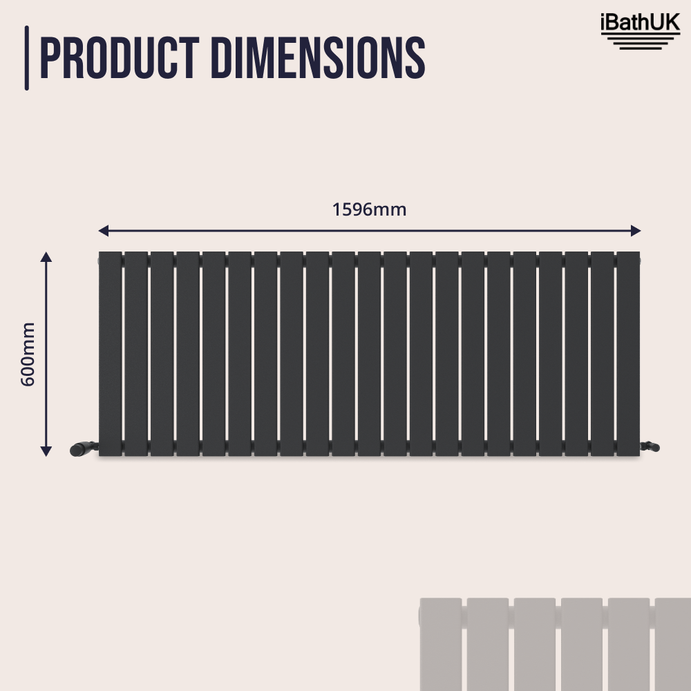 iBathUK Apex Horizontal Single Panel Slim Radiator, Designer Heating Radiators