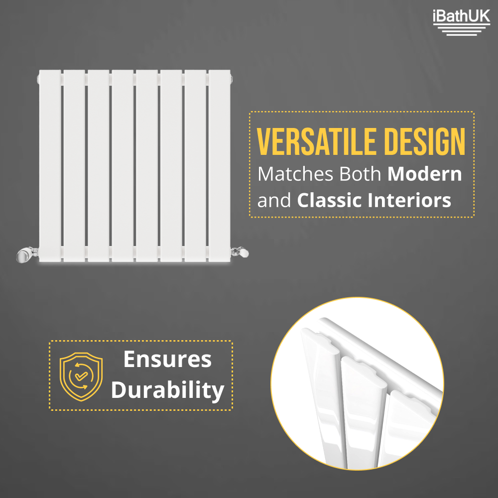 iBathUK Apex Horizontal Single Panel Slim Radiator, Designer Heating Radiators
