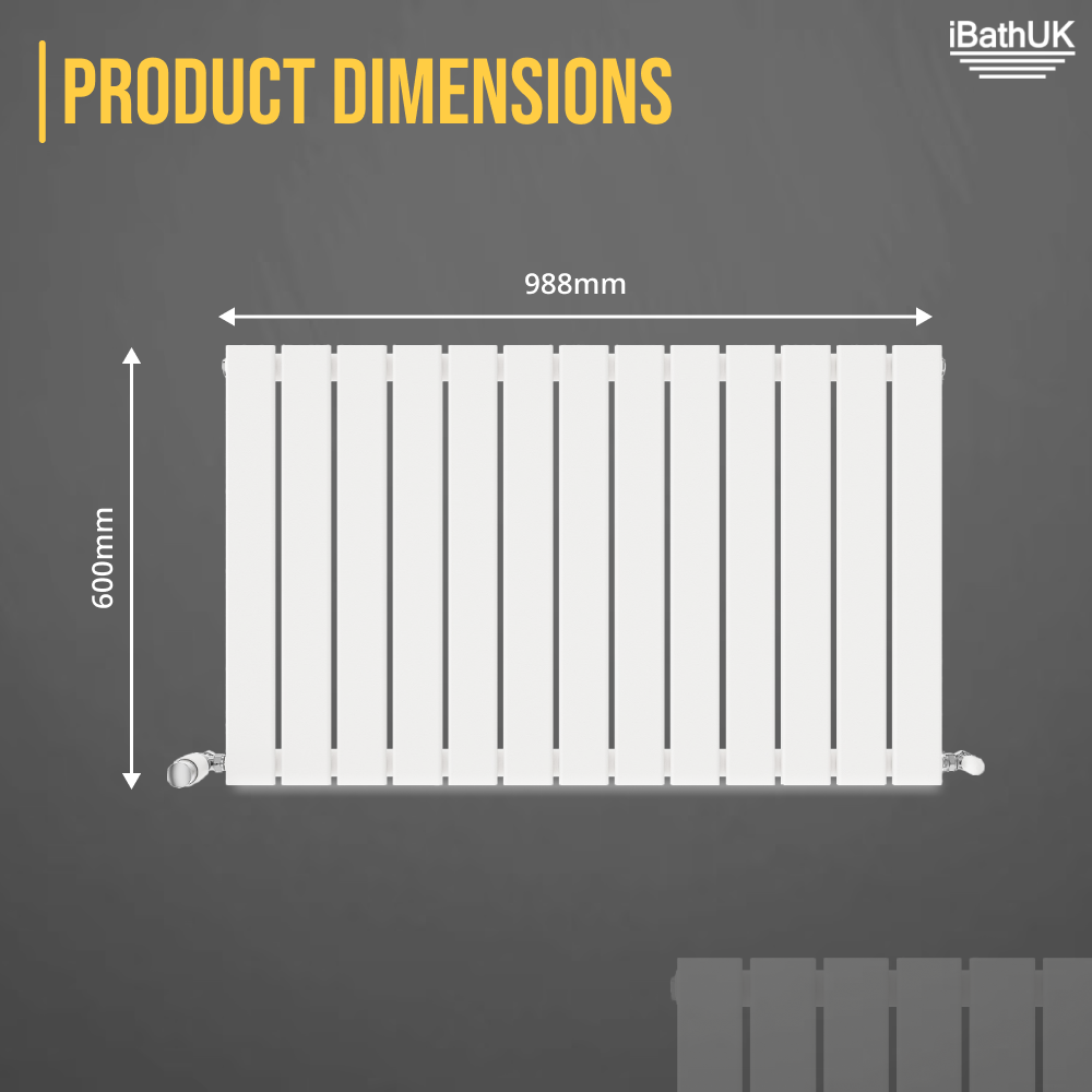 iBathUK Apex Horizontal Single Panel Slim Radiator, Designer Heating Radiators
