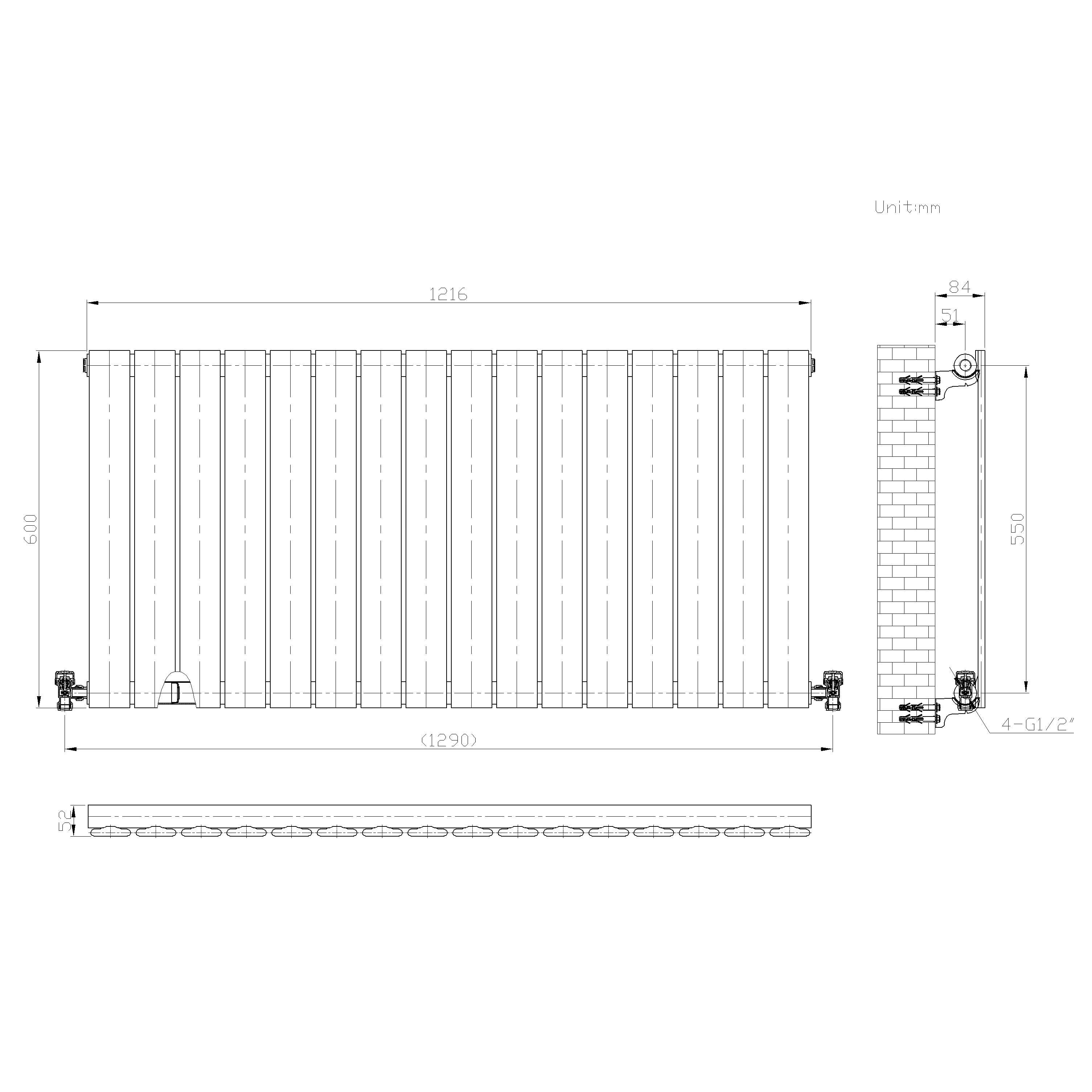 iBathUK Apex Horizontal Single Panel Slim Radiator, Designer Heating Radiators