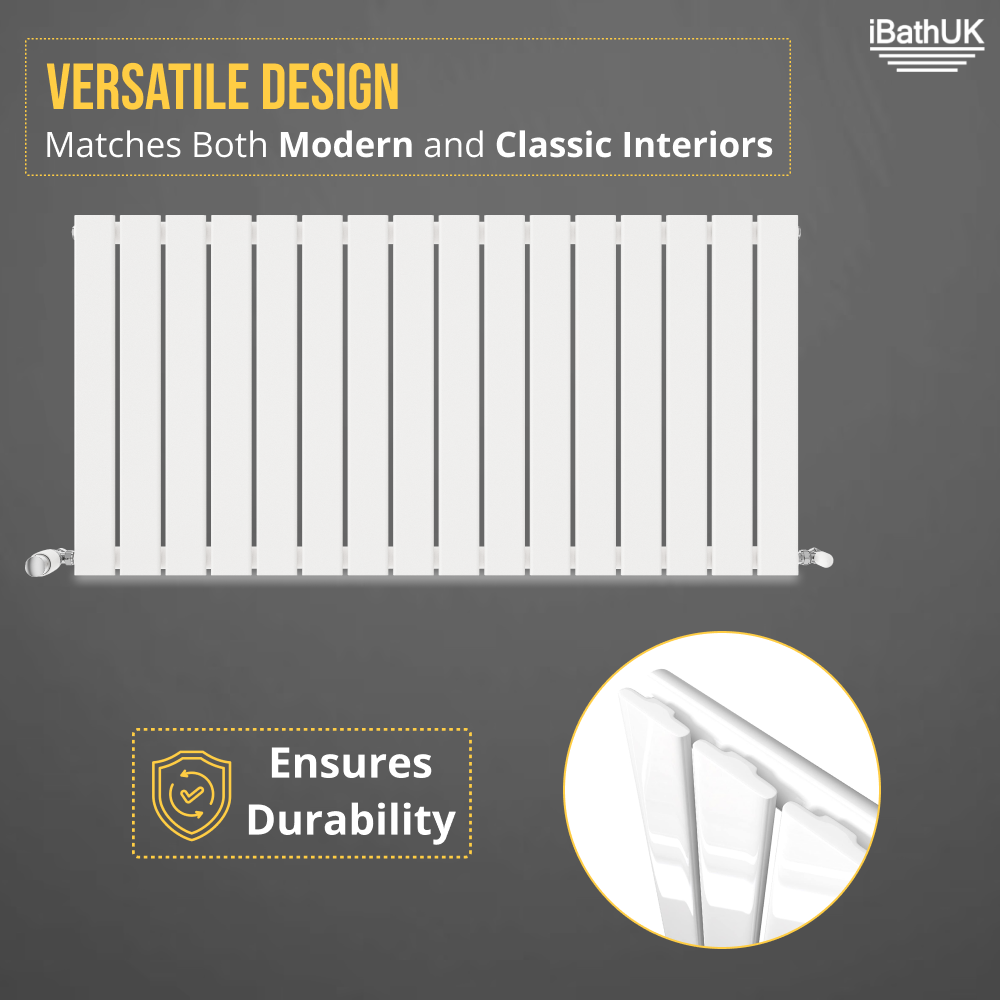 iBathUK Apex Horizontal Single Panel Slim Radiator, Designer Heating Radiators
