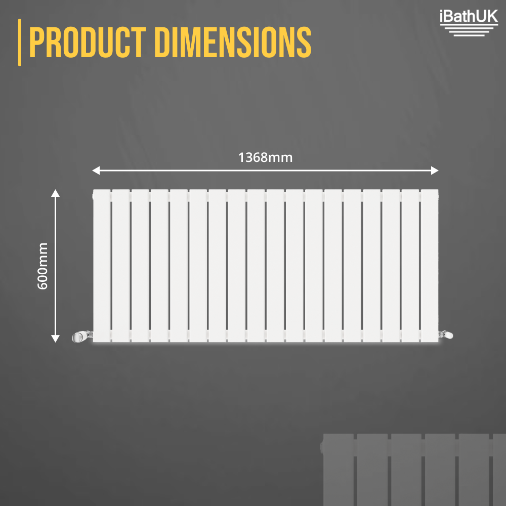 iBathUK Apex Horizontal Single Panel Slim Radiator, Designer Heating Radiators