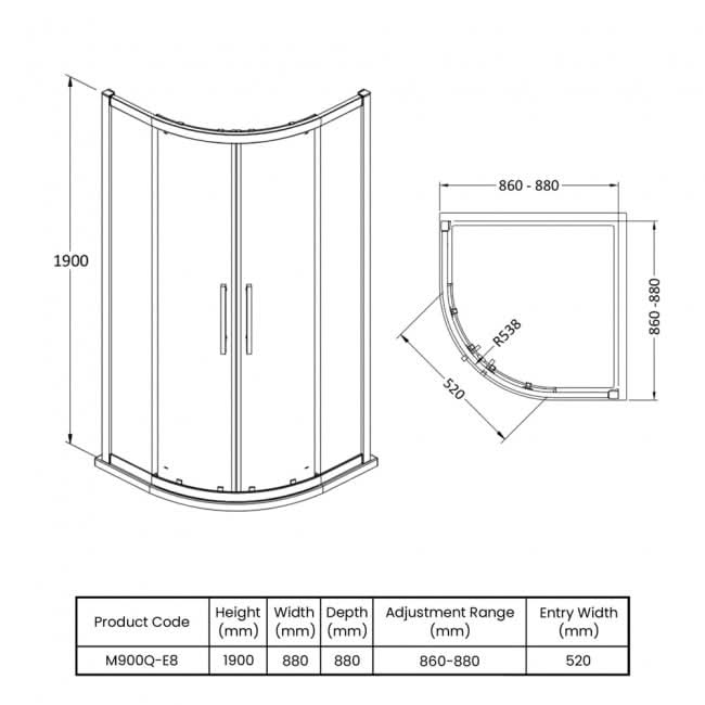 Oasis 8mm Glass Quadrant Shower Enclosure
