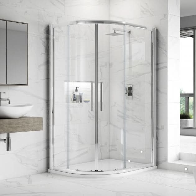 Oasis 8mm Glass 2 Door Offset Quadrant Shower Enclosure - Chrome