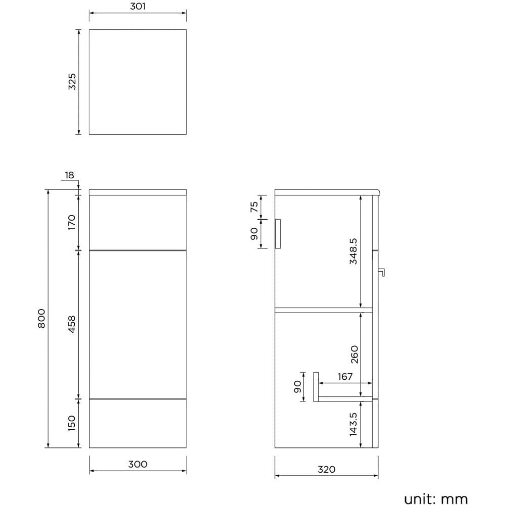 Harper Floor Mounted Cupboard Unit - 800mm x 325mm