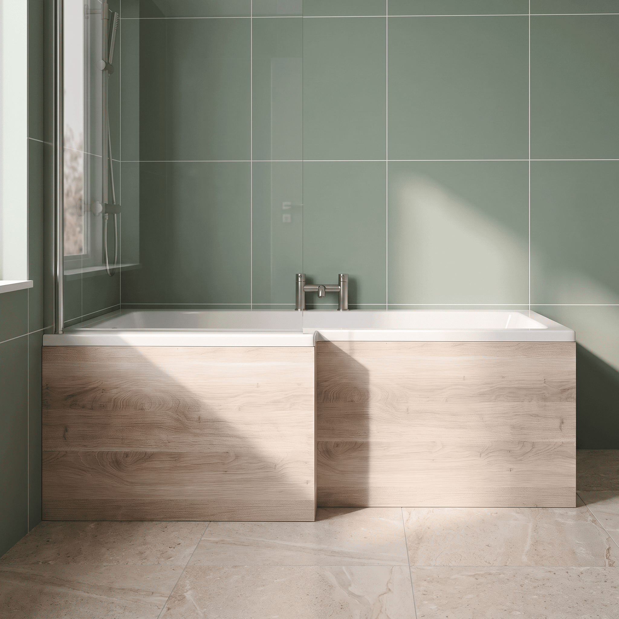 Crosswater L-Shaped Square Shower Bath Front Panel - 1700mm