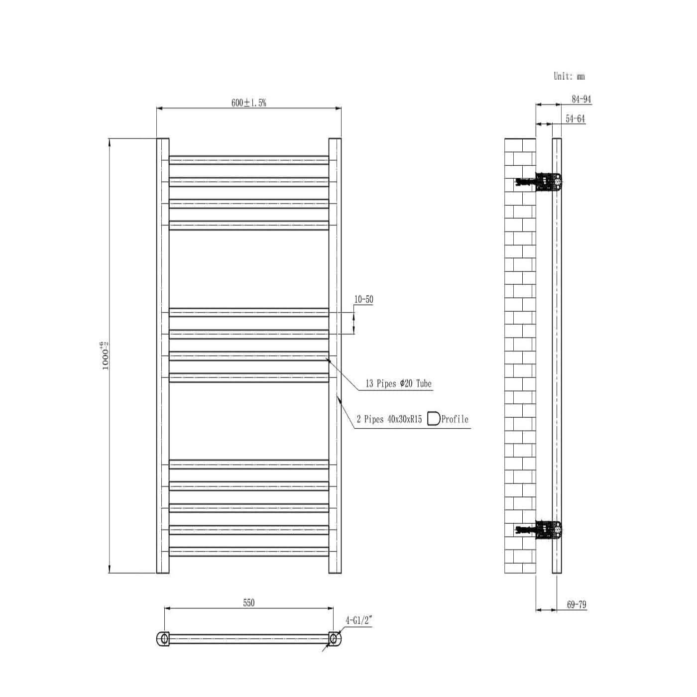 Straight Heated Towel Rail Bathroom Radiator
