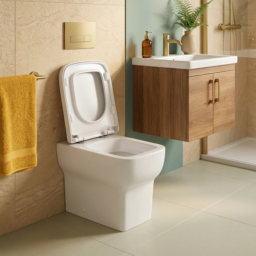 Naples Short Projection Back to Wall Toilet With Soft Close Toilet Seat - White