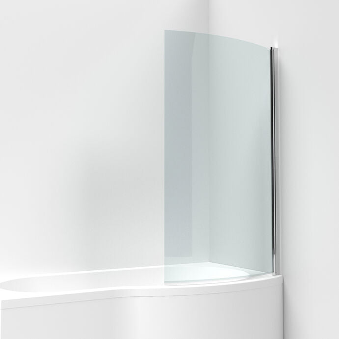 Cedar 6mm Curved B-Shaped Glass Bath Screen - 1430mm x 858mm - Chrome