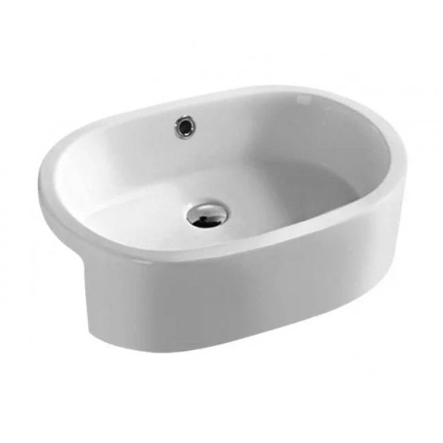 Serenity Oval Semi Recessed Basin - 570mm Wide - White