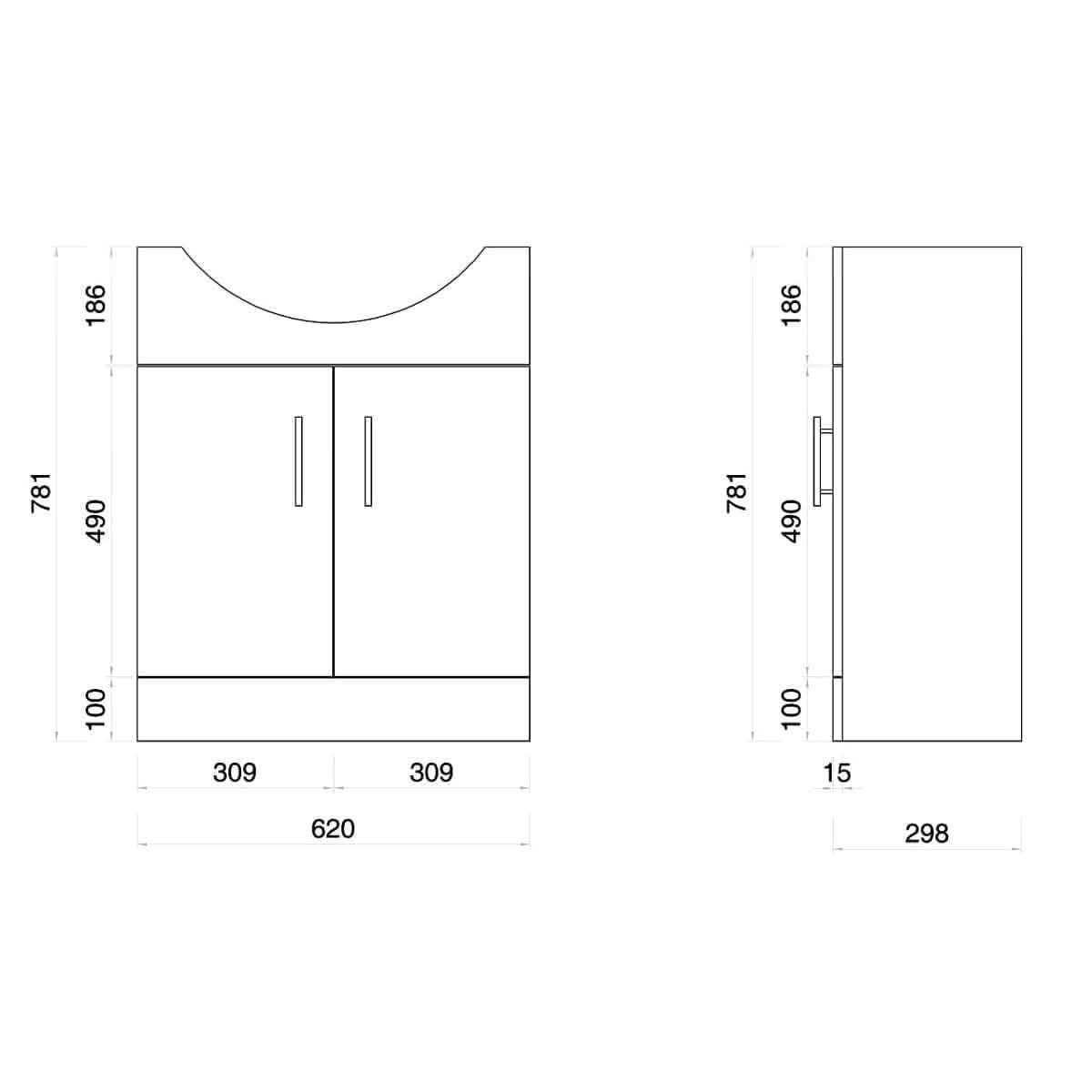 Linx Floorstanding Vanity Unit With Basin - 1 Tap Hole - Gloss White