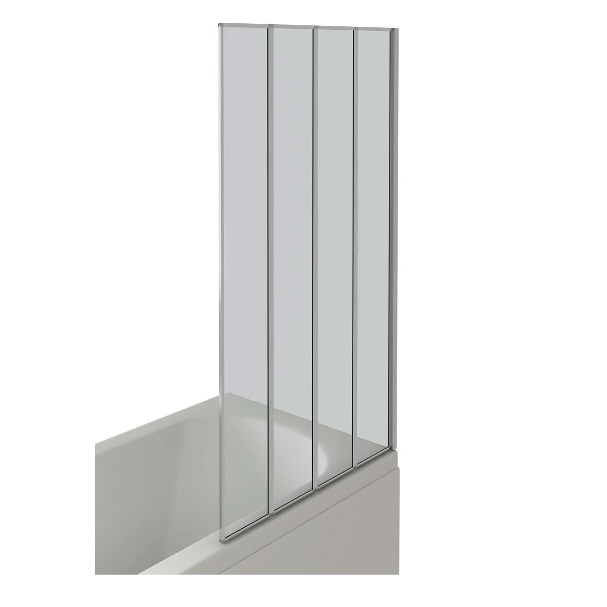 Modern Four Folding Bath Screen With Panel - 4mm Glass - 1400mm x 800mm - Chrome