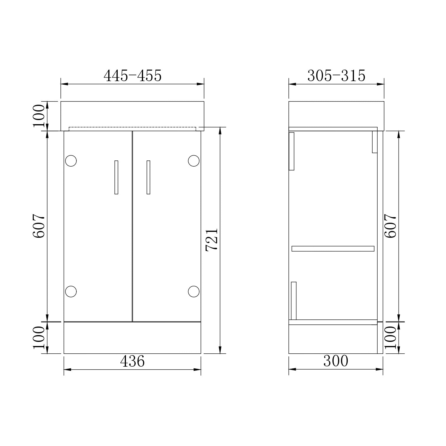 Cube 2 Door Cloakroom Floorstanding vanity Unit With Basin - 1 Tap Hole - 450mm x 720mm