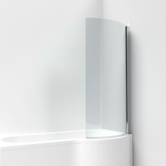 Curved P Bath Screen - 1430 x 715mm - 6mm Toughened Safety Glass