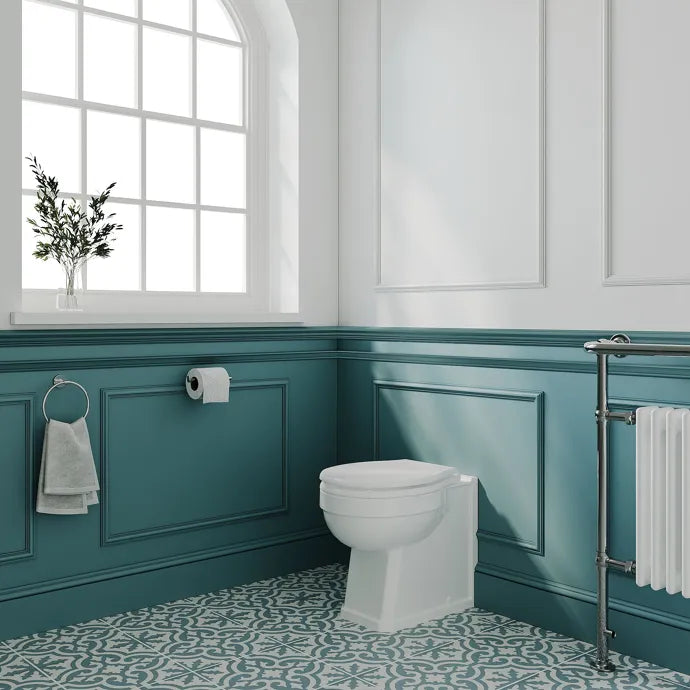 Classique Traditional Back to Wall Toilet with Seat Options - White
