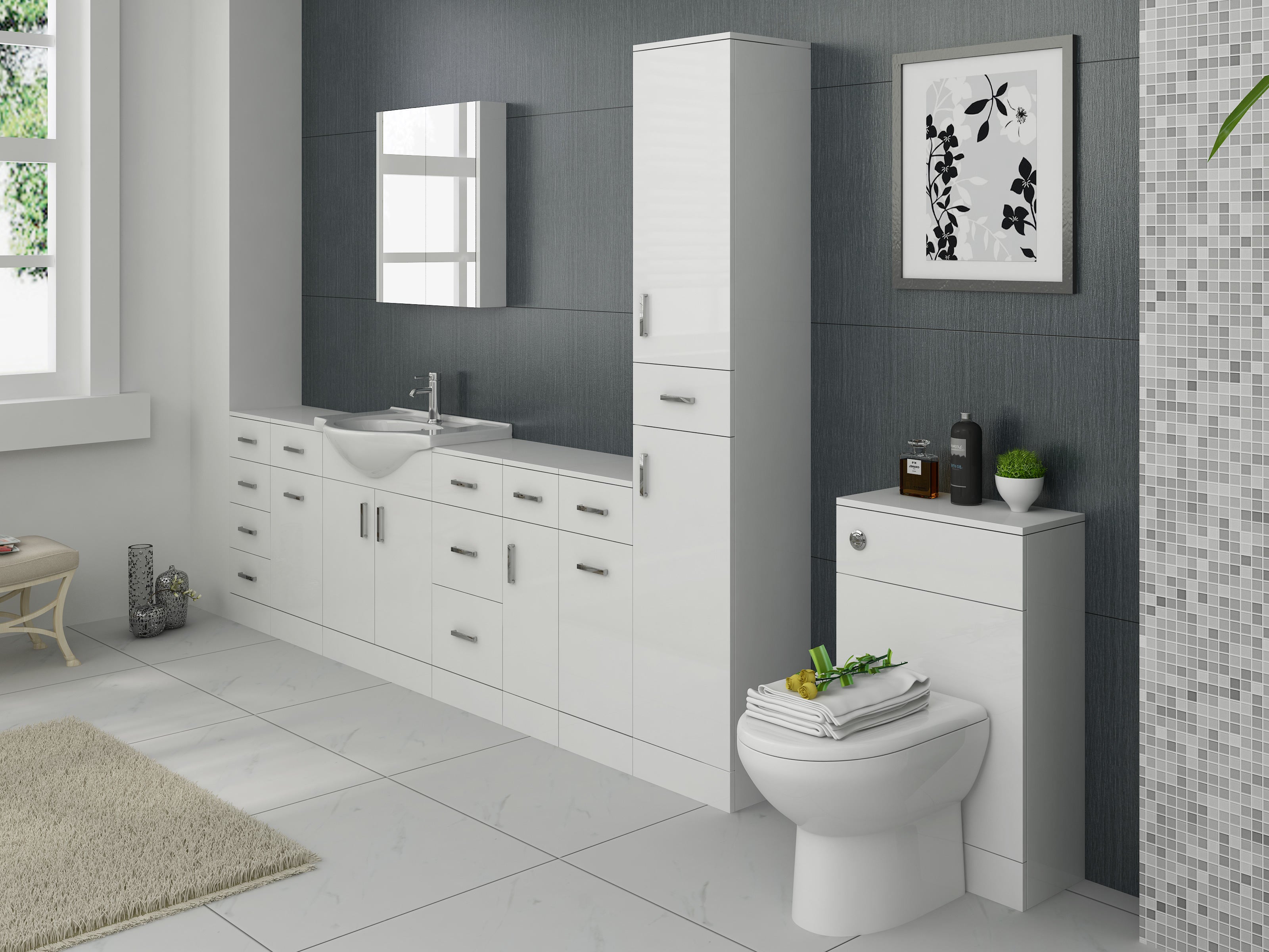 VeeBath Compact Tall Bathroom Storage Unit