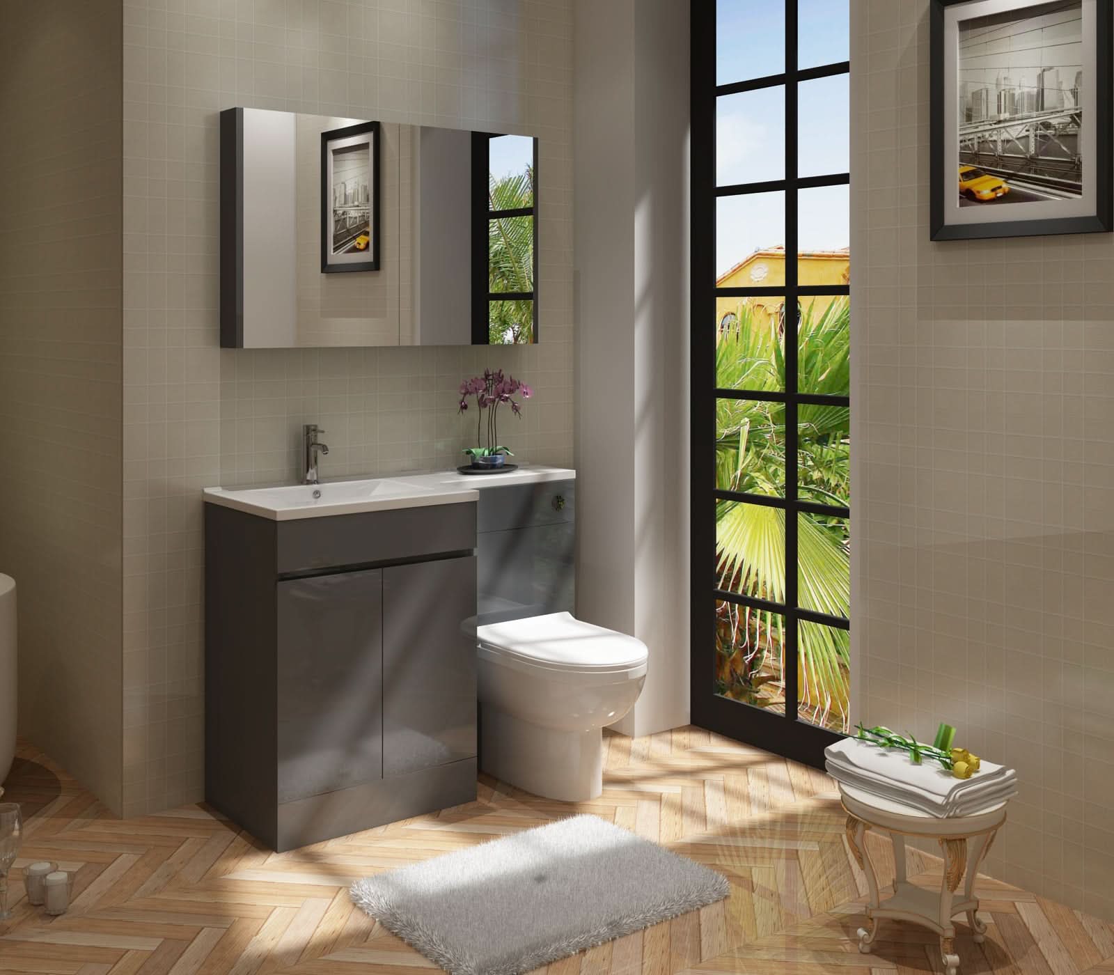 Neptune L Shape Combination Furniture Set - 1100mm Wide - Anthracite Grey
