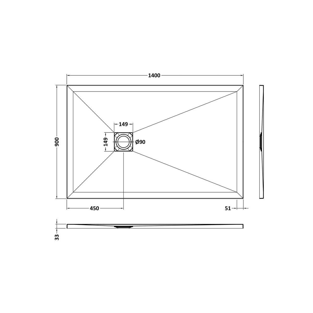 Bibe Slimline Rectangular Shower Tray