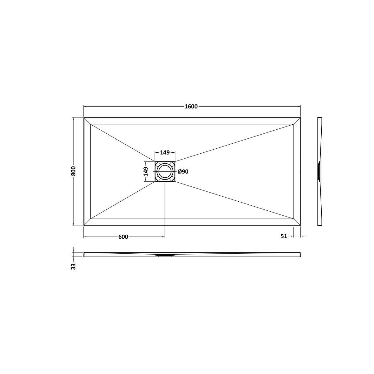 Bibe Slimline Rectangular Shower Tray