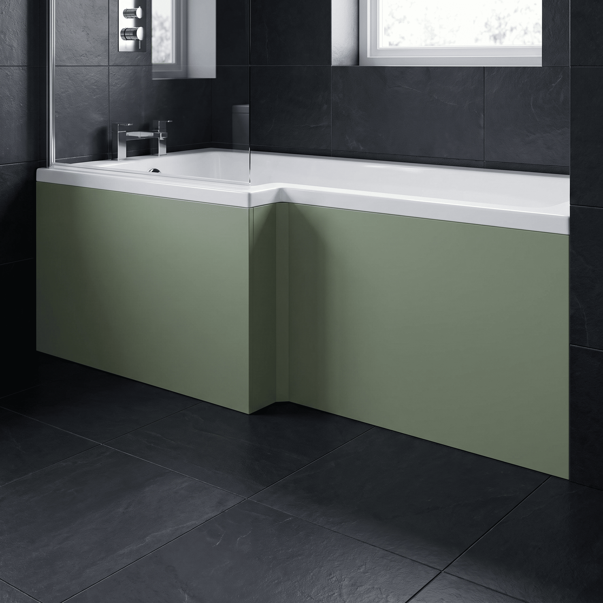 Crosswater L-Shaped Square Shower Bath Front Panel - 1700mm