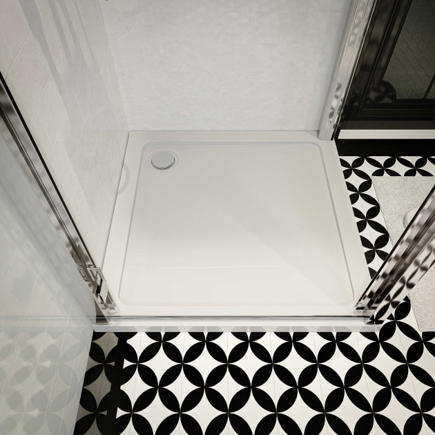 Bibe Slip Resistant Slimline Square Shower Tray - Gloss White