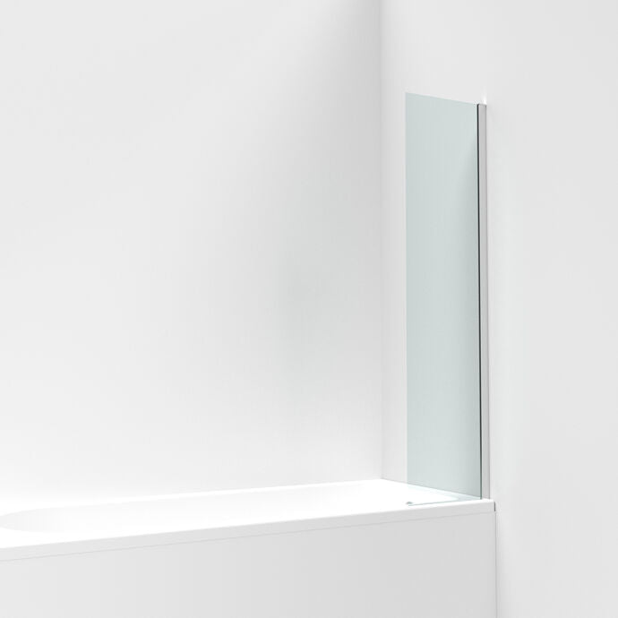 Luxe Square Fixed 6mm Glass Bath Screen Panel - 1400mm x 350mm - Chrome