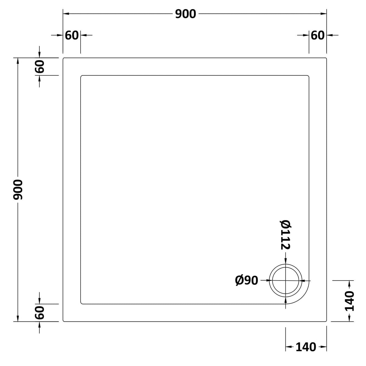 Bibe Slimline Square Shower Tray