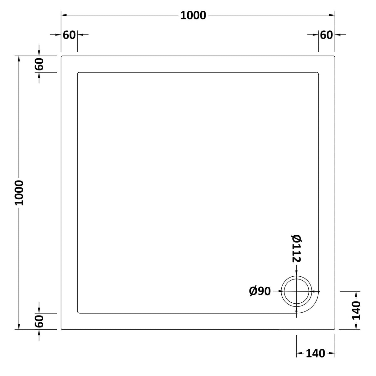 Bibe Slimline Square Shower Tray