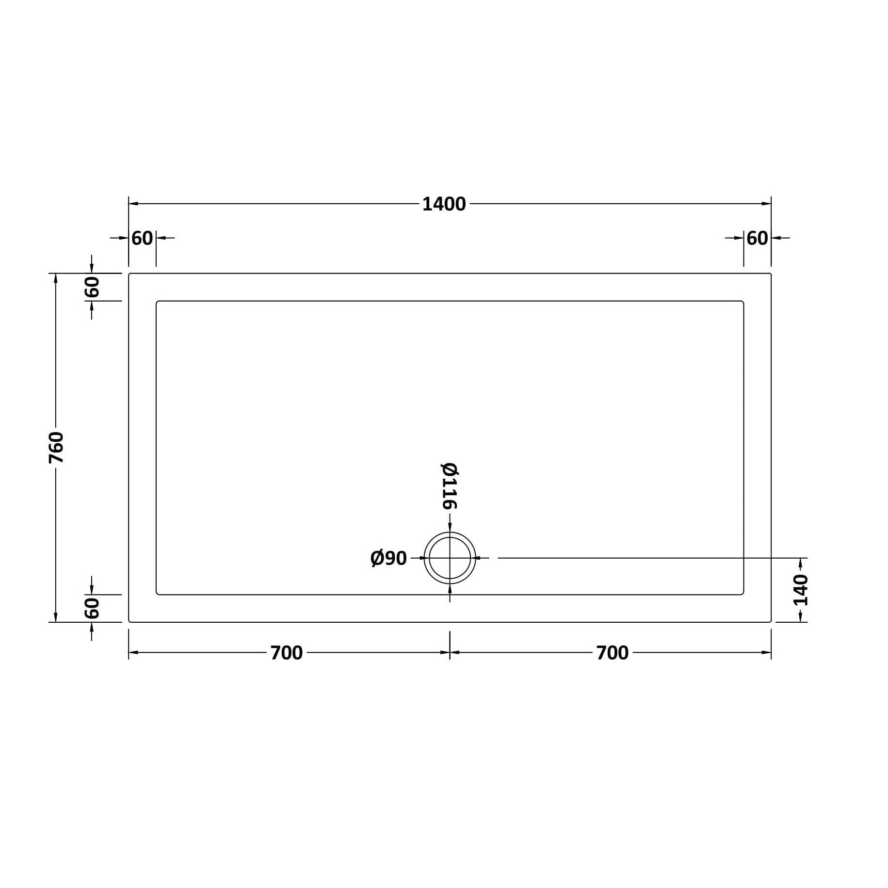 Bibe Slimline Rectangular Shower Tray - Gloss White