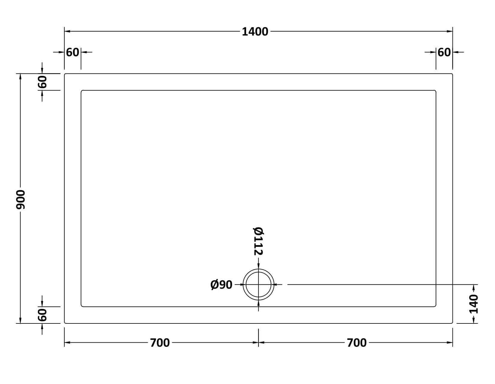 Bibe Slimline Rectangular Shower Tray - Gross White