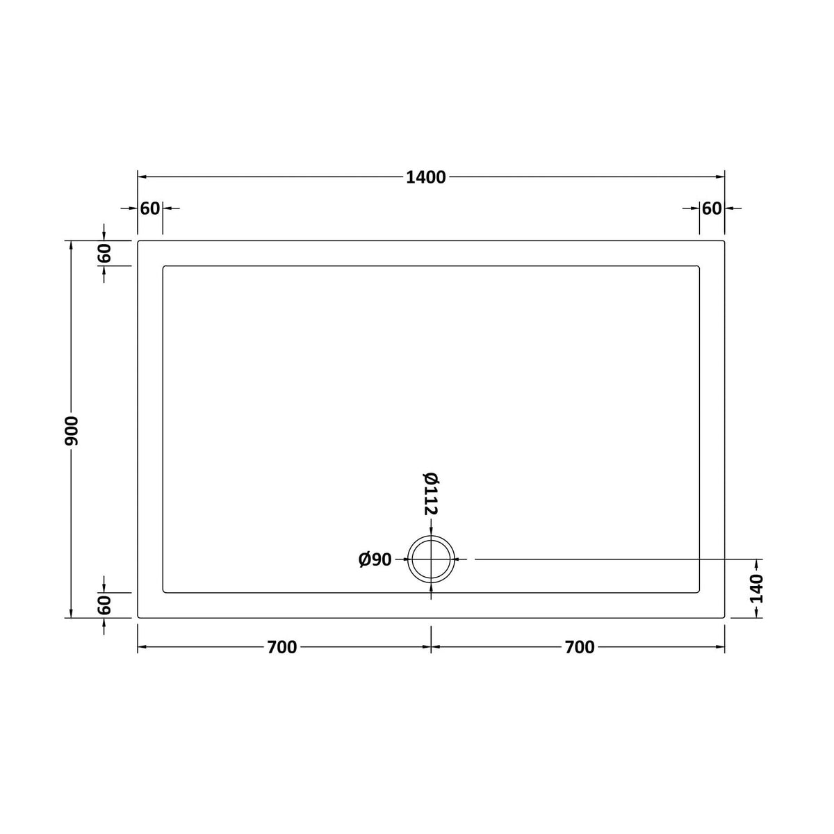 Bibe Slimline Rectangular Shower Tray - Gloss White
