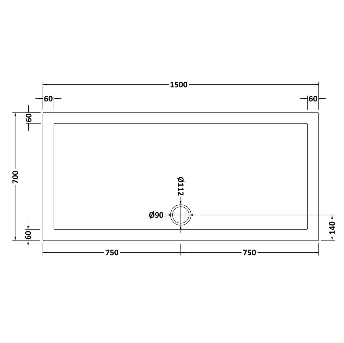 Bibe Slimline Rectangular Shower Tray - Gloss White