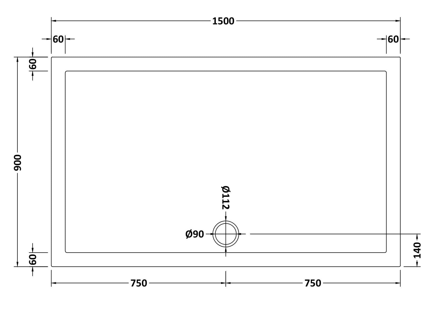 Bibe Slimline Rectangular Shower Tray - Gross White