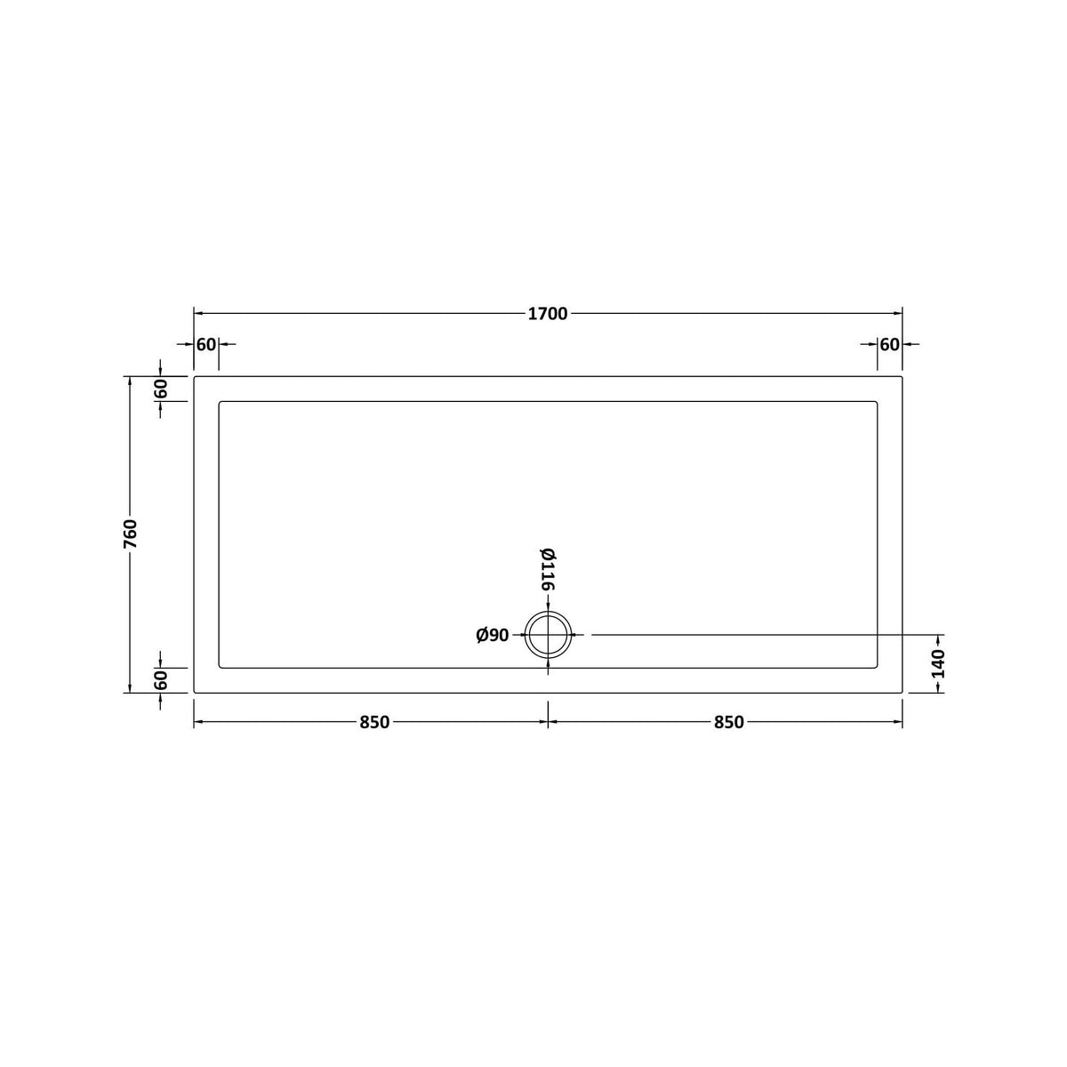 Bibe Slimline Rectangular Shower Tray - Gloss White