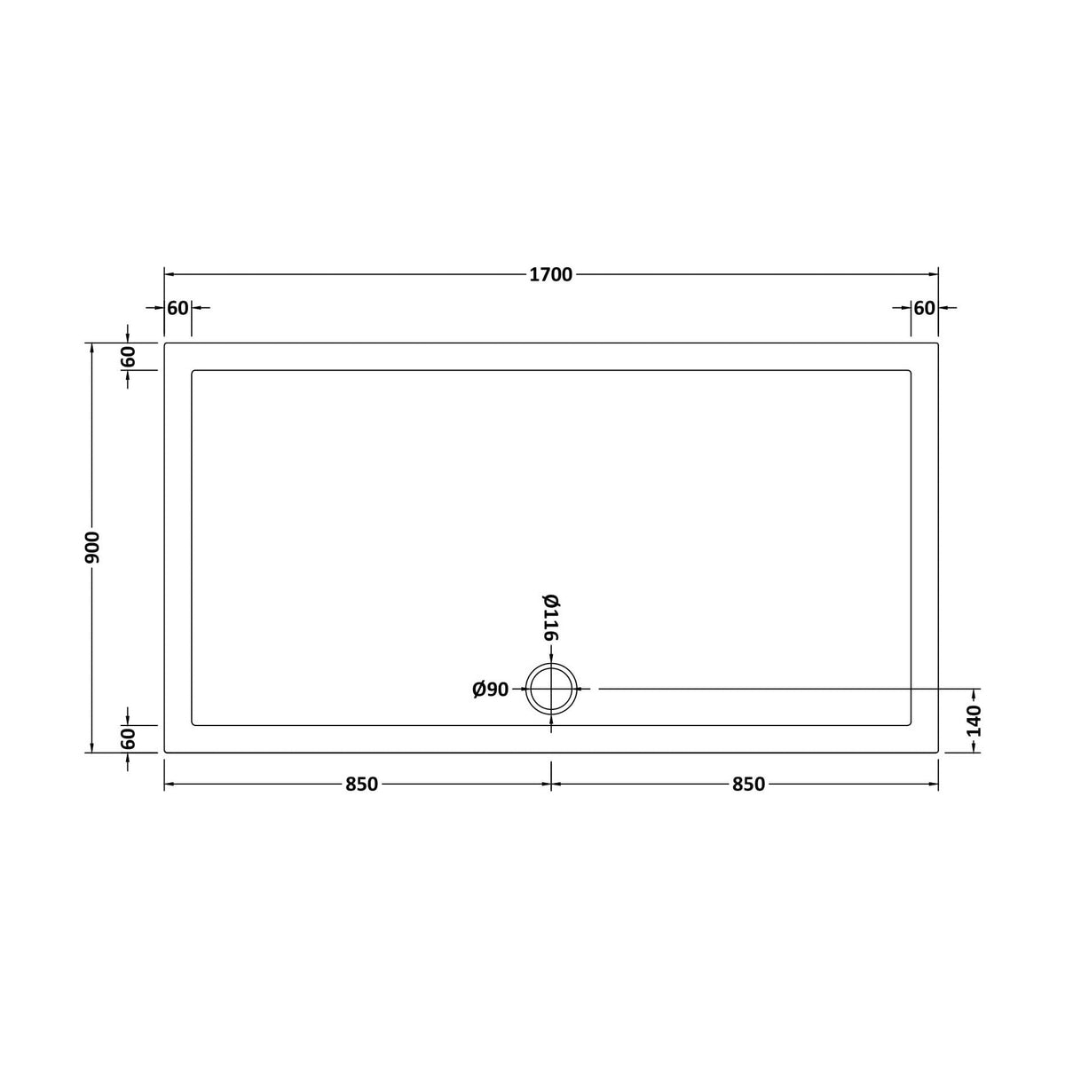 Bibe Slimline Rectangular Shower Tray - Gloss White