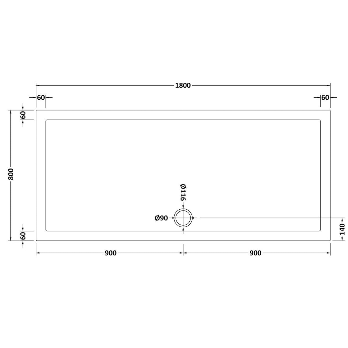 Bibe Slimline Rectangular Shower Tray - Gloss White