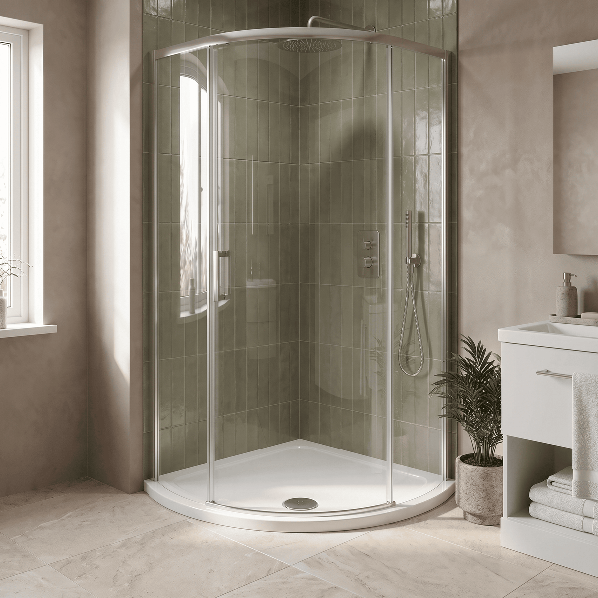 Bibe Slimline 900mm Quadrant Shower Tray - Gloss White