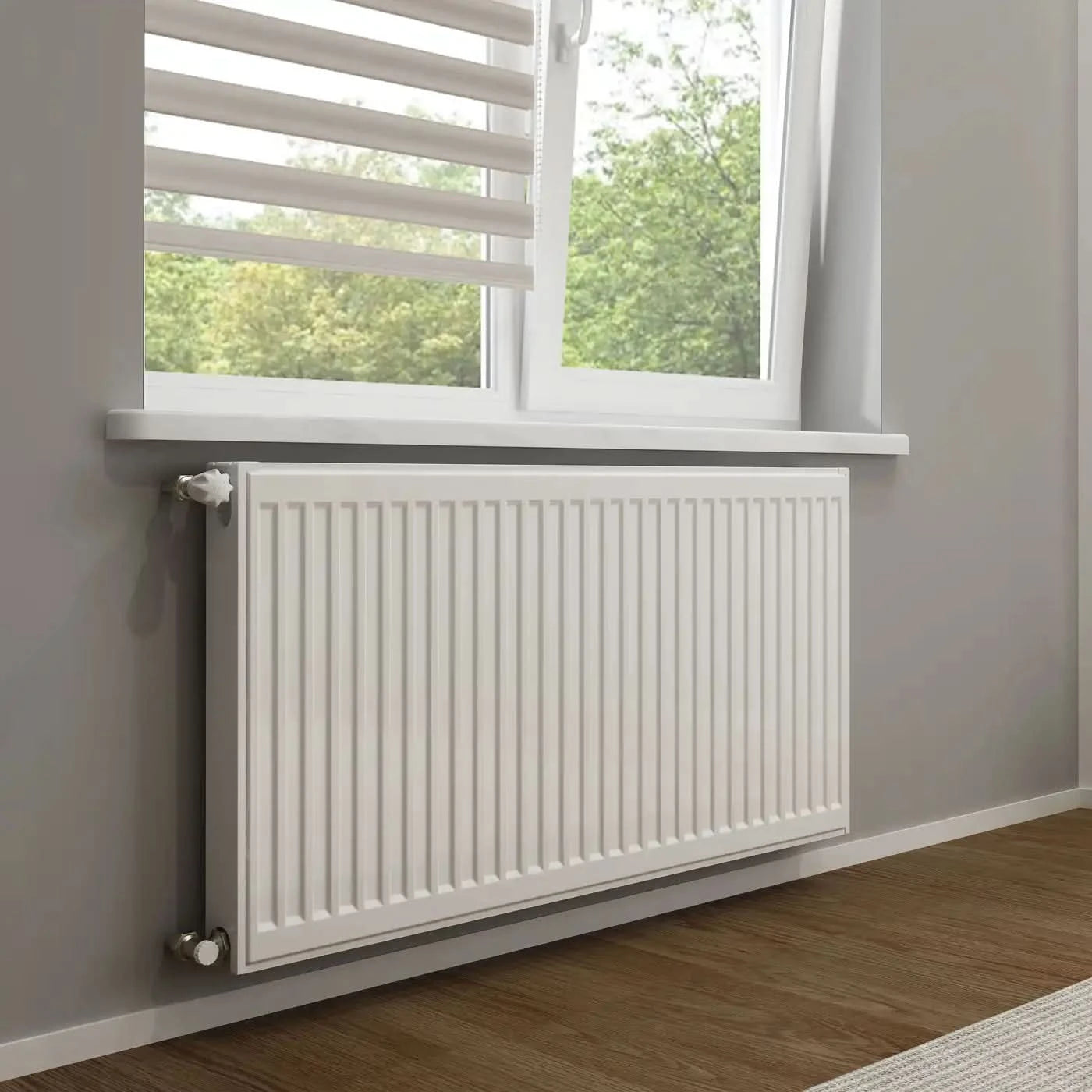 iBathUK Haven Type 21 Panel Radiator with Thermostatic Radiator Valves - White - Various Size Options