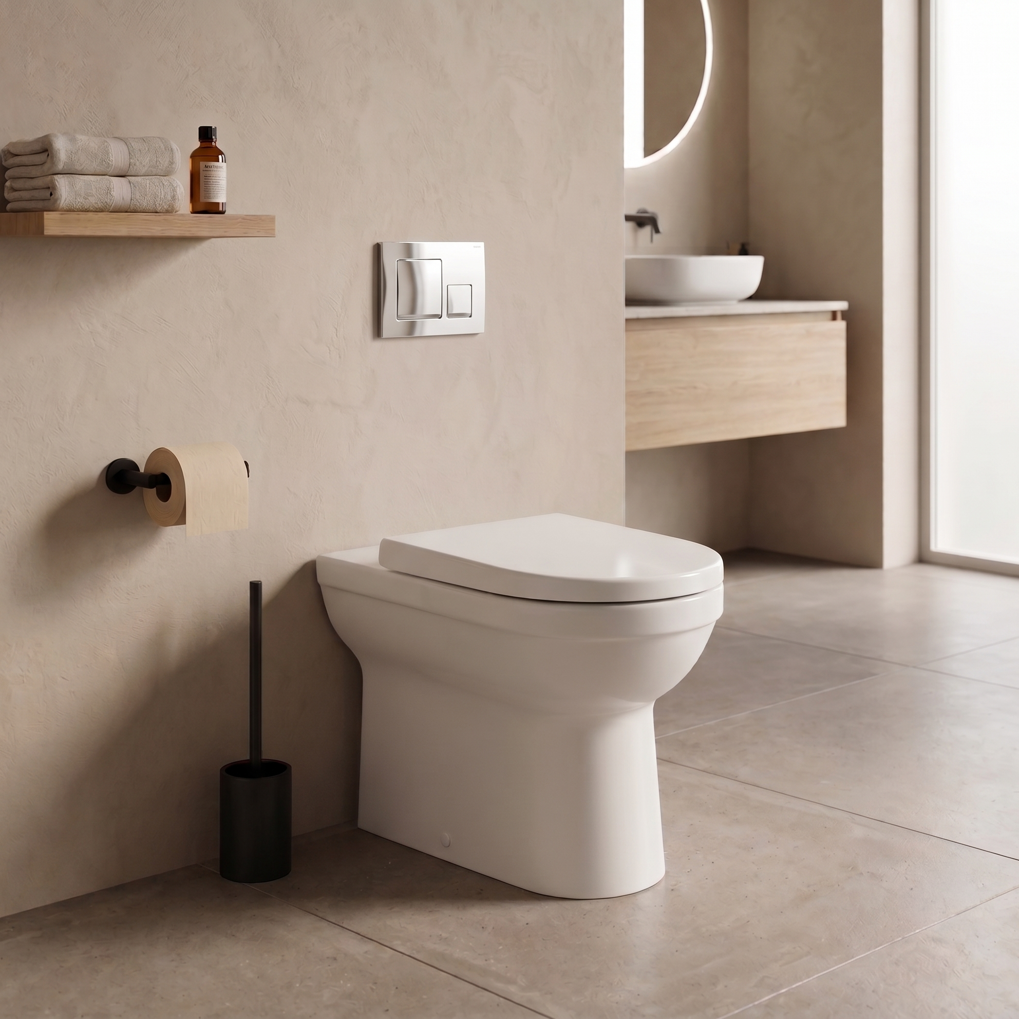 Home4Less Sleek Back to Wall Toilet with Soft Close Seat - White