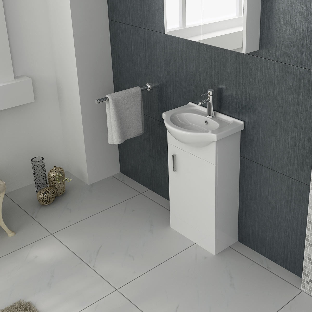 VeeBath Cove 400mm 1 Door Cloakroom Floorstanding Vanity Unit With Basin