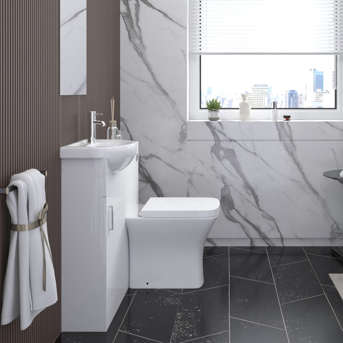 VeeBath Cove 400mm 1 Door Cloakroom Floorstanding Vanity Unit With Basin